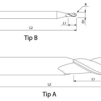 BLACX K1 ball nose end mill dimension drawing