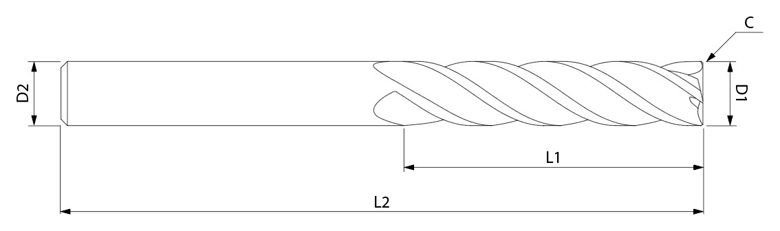 Дълга плоска фреза technical drawing