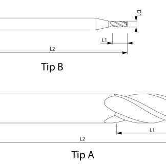 BLACX S1X variable helix end mill dimension drawing