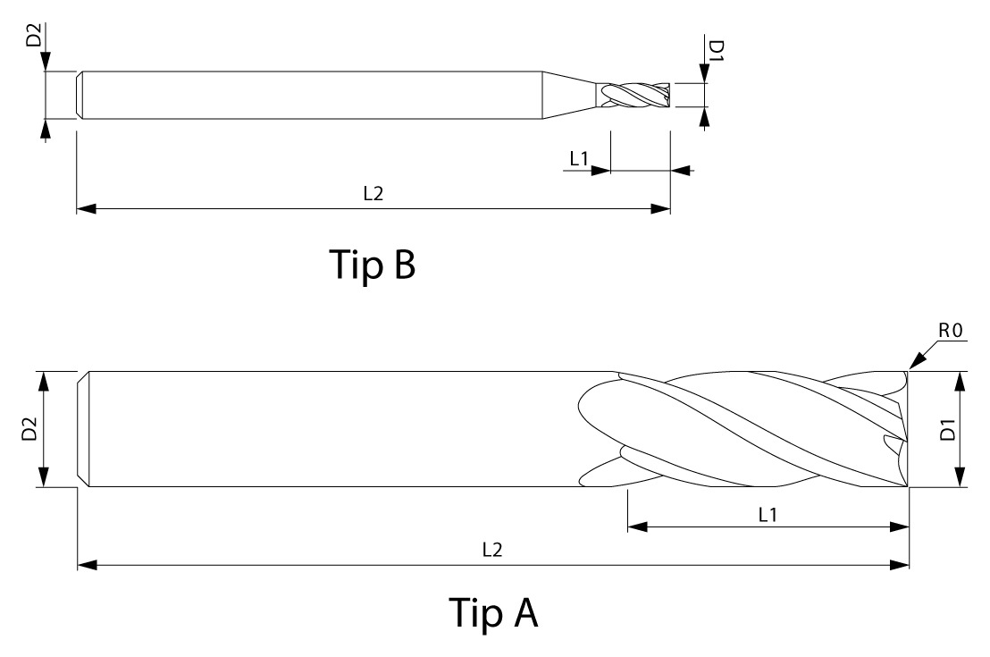 Chatter-free плоска фреза technical drawing