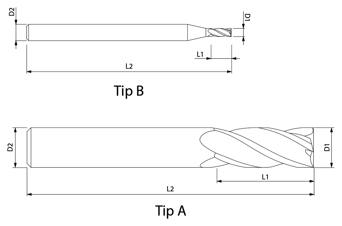 Стандартна плоска фреза technical drawing